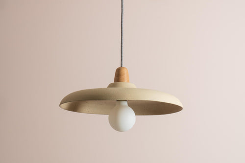 Bas Pendant Light in Ceramic and Oak by StudioHaran