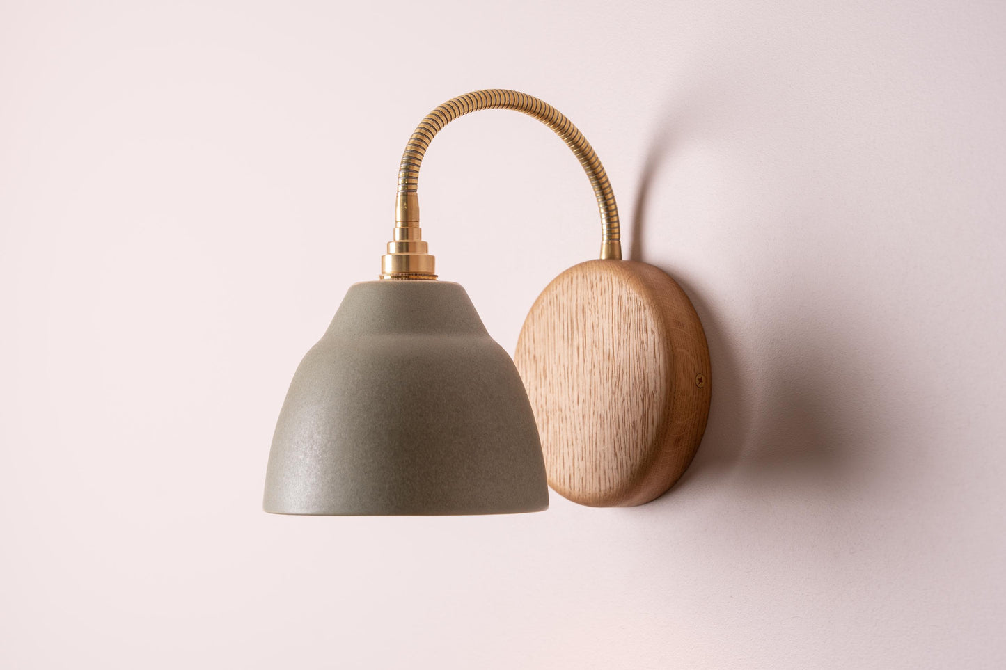 Green Flex Wall Light in Brass, Ceramic and Oak - Small Element by StudioHaran