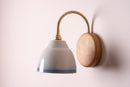 Blue and White Flex Wall Light in Brass, Ceramic and Oak - Small Element by StudioHaran