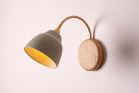 Green Flex Wall Light in Brass, Ceramic and Oak - Small Element
