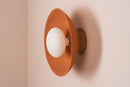 Terracotta Dawn Wall Light Sconce in Ceramic and Oak by StudioHaran