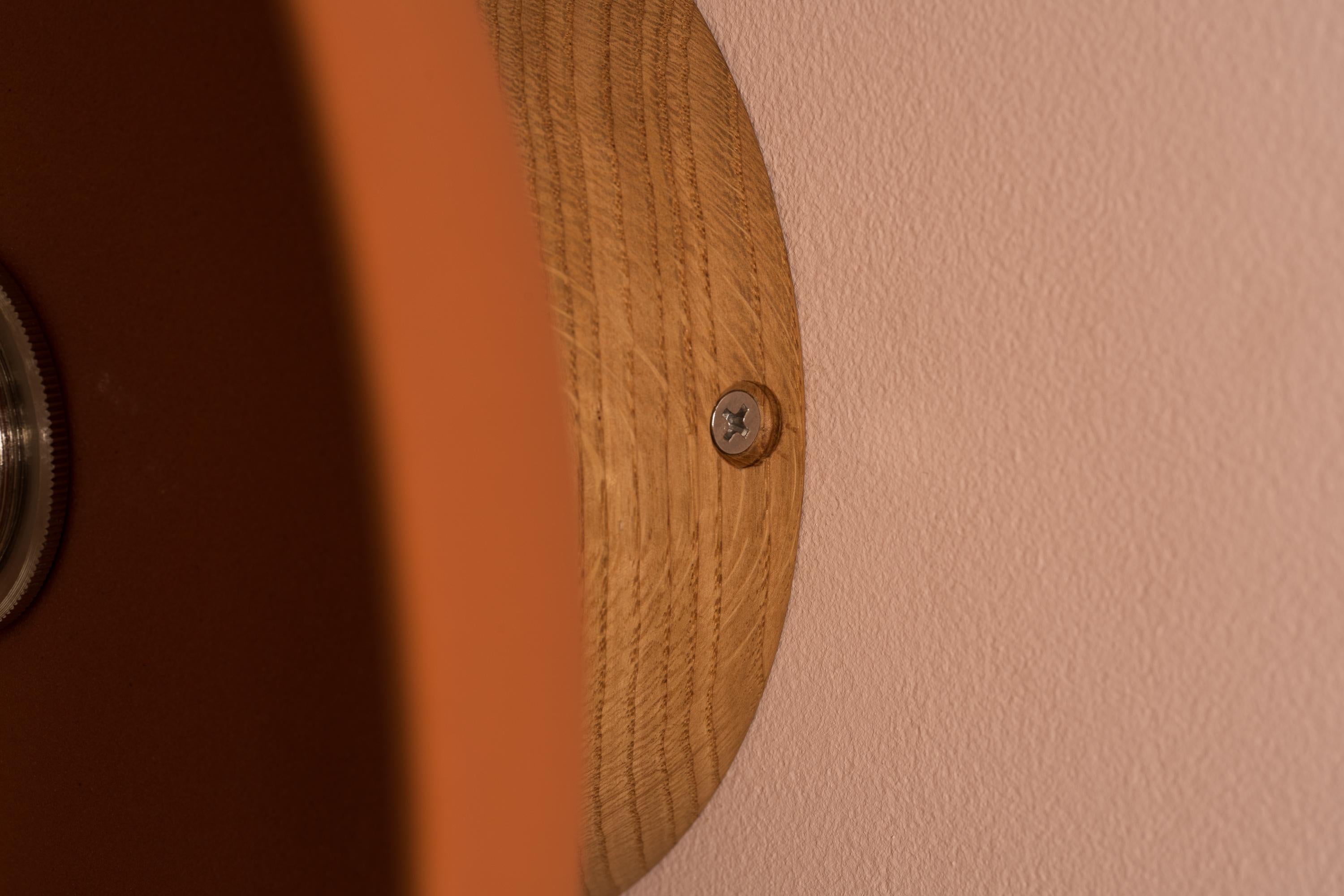 Terracotta Dawn Wall Light Sconce in Ceramic and Oak by StudioHaran