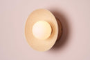 Speckled Cream Gloss Small Dawn Wall Light in Ceramic and Oak by StudioHaran
