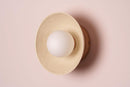 Speckled Cream Gloss Small Dawn Wall Light in Ceramic and Oak by StudioHaran