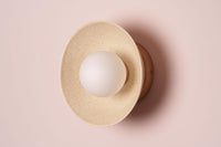 Speckled Cream Gloss Small Dawn Wall Light in Ceramic and Oak