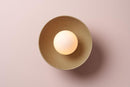 Green Small Dawn Ceiling Light in Ceramic and Oak by StudioHaran