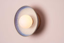 Blue and White Small Dawn Wall Light in Ceramic and Oak by StudioHaran