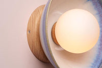 Small Dawn Wall Light Sconce in Ceramic and Oak [OUTLET]