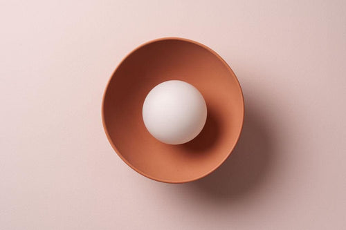Terracotta Small Dawn Wall Light in Ceramic and Oak by StudioHaran