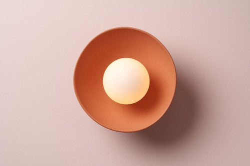Terracotta Small Dawn Wall Light in Ceramic and Oak by StudioHaran