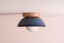 Blue Small Dawn Ceiling Light in Ceramic and Oak by StudioHaran
