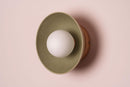 Green Small Dawn Wall Light in Ceramic and Oak by StudioHaran
