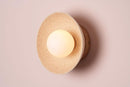 Speckled Cream Matt Small Dawn Wall Light in Ceramic and Oak by StudioHaran