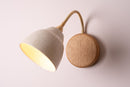 Speckled Cream Gloss Flex Wall Light in Brass, Ceramic and Oak - Small Element by StudioHaran