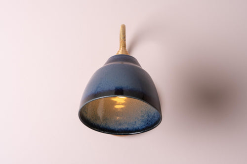 Blue Flex Wall Light in Brass, Ceramic and Oak - Small Element by StudioHaran