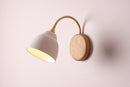 White Flex Wall Light in Brass, Ceramic and Oak - Small Element by StudioHaran