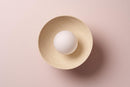 Speckled Cream Gloss Small Dawn Wall Light in Ceramic and Oak by StudioHaran