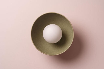 Green Small Dawn Wall Light in Ceramic and Oak by StudioHaran