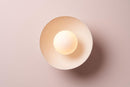 White Small Dawn Ceiling Light in Ceramic and Oak by StudioHaran
