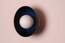 Blue Small Dawn Wall Light in Ceramic and Oak by StudioHaran