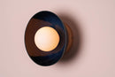 Blue Small Dawn Wall Light in Ceramic and Oak by StudioHaran