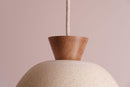 Speckled Cream Matt Small Dawn Pendant Light in Ceramic and Oak by StudioHaran
