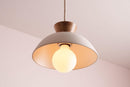 White Small Dawn Pendant Light in Ceramic and Oak by StudioHaran