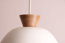 White Small Dawn Pendant Light in Ceramic and Oak by StudioHaran