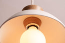 White Small Dawn Pendant Light in Ceramic and Oak by StudioHaran