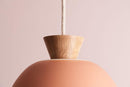 Terracotta Small Dawn Pendant Light in Ceramic and Oak by StudioHaran