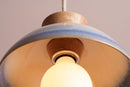 Blue and White Small Dawn Pendant Light in Ceramic and Oak by StudioHaran