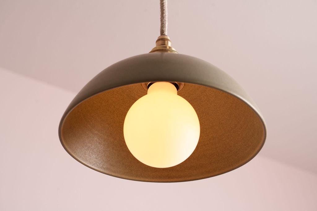Green Small Dusk Ceramic Lamp Shade and Pendant Set by StudioHaran