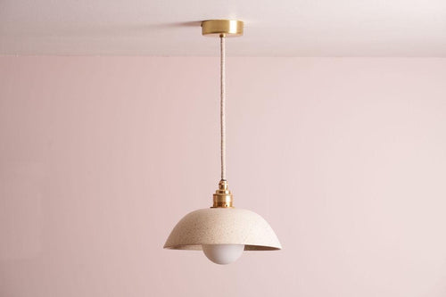Speckled Cream Matt Small Dusk Ceramic Lamp Shade and Pendant Set by StudioHaran