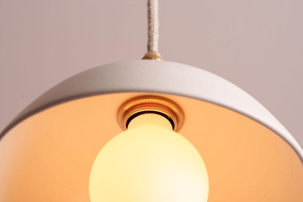 White Small Dusk Ceramic Lamp Shade and Pendant Set by StudioHaran