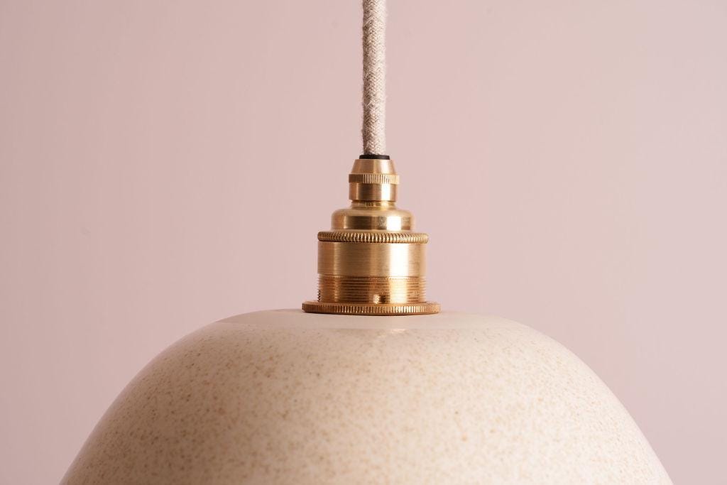 Speckled Cream Gloss Small Dusk Ceramic Lamp Shade and Pendant Set by StudioHaran