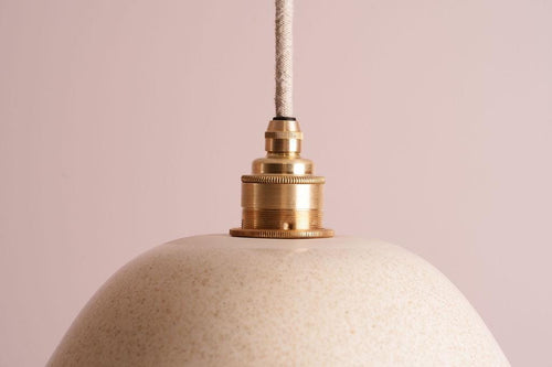 Speckled Cream Gloss Small Dusk Ceramic Lamp Shade and Pendant Set by StudioHaran