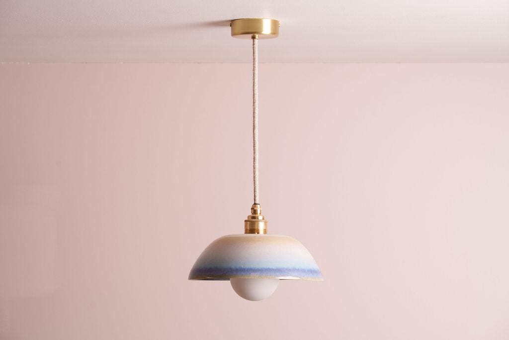 Blue and White Small Dusk Ceramic Lamp Shade and Pendant Set by StudioHaran