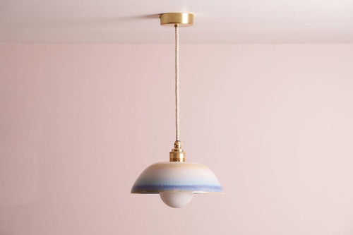 Blue and White Small Dusk Ceramic Lamp Shade and Pendant Set by StudioHaran