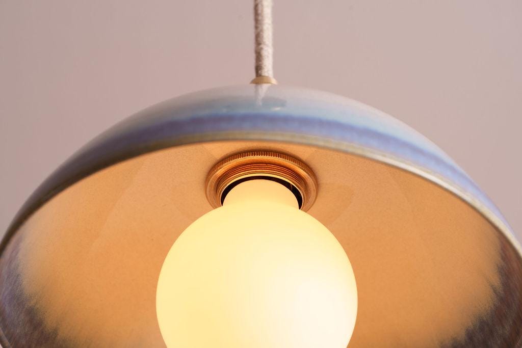 Blue and White Small Dusk Ceramic Lamp Shade and Pendant Set by StudioHaran