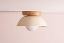Speckled Cream Matt Small Dawn Ceiling Light in Ceramic and Oak by StudioHaran