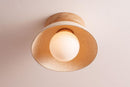 Speckled Cream Matt Small Dawn Ceiling Light in Ceramic and Oak by StudioHaran
