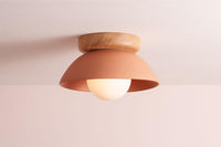 Terracotta Small Dawn Ceiling Light in Ceramic and Oak