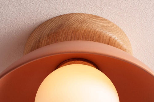 Terracotta Small Dawn Ceiling Light in Ceramic and Oak by StudioHaran