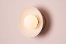 White Small Dawn Wall Light in Ceramic and Oak by StudioHaran