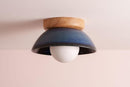 Blue Small Dawn Ceiling Light in Ceramic and Oak by StudioHaran