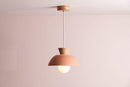 Terracotta Small Dawn Pendant Light in Ceramic and Oak by StudioHaran