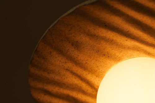 Speckle Cream Matt Porth Pendant Light in Ceramic and Oak by StudioHaran