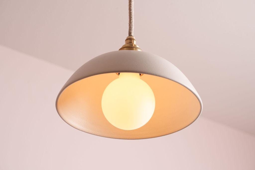 White Small Dusk Ceramic Lamp Shade and Pendant Set by StudioHaran
