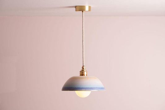 Blue and White Small Dusk Ceramic Lamp Shade and Pendant Set by StudioHaran