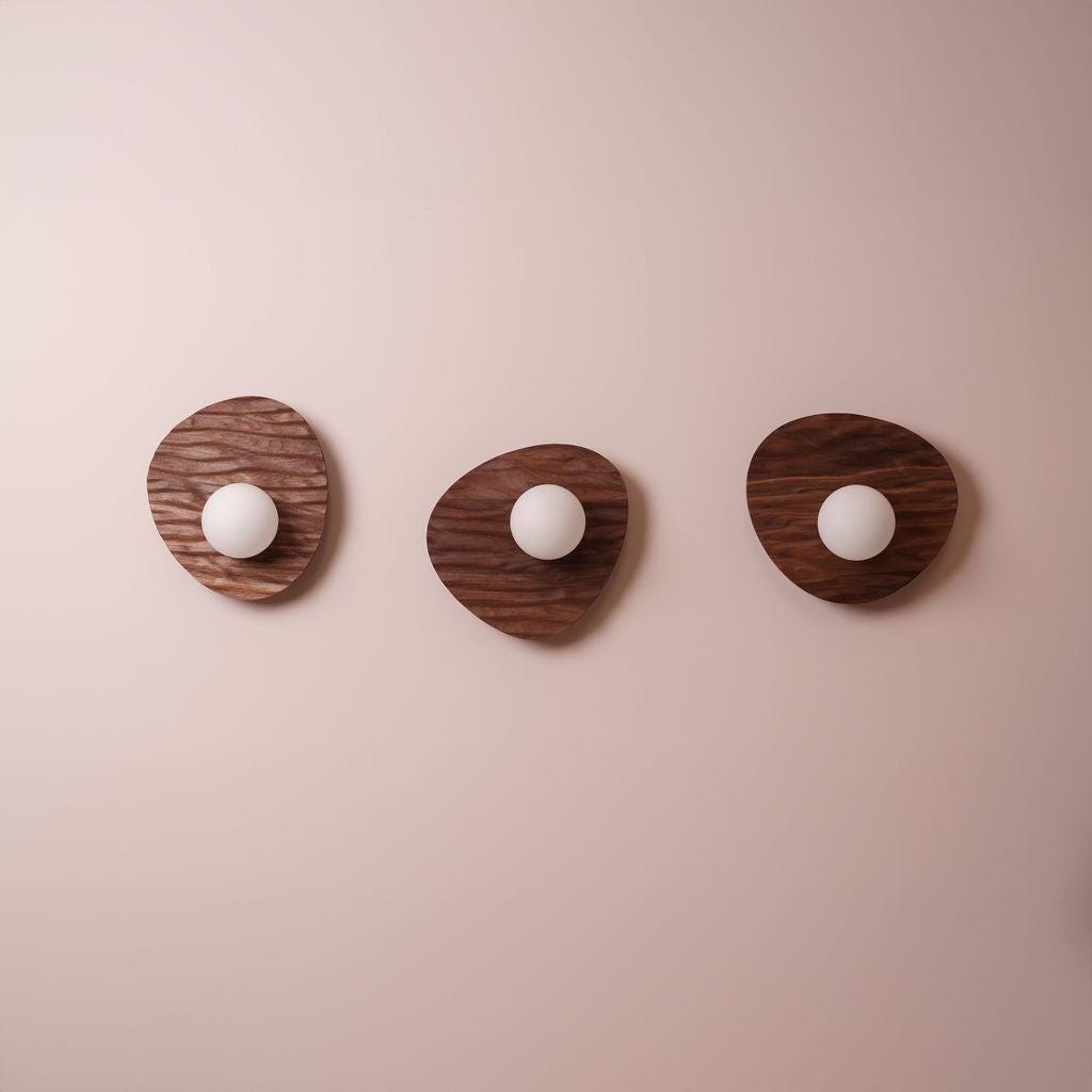 Set of 3 Towan Wall Light in Solid Oak/Walnut by StudioHaran